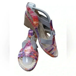 Remonte Metallic Espadrilles Wedge Sling Back Sandals Size 38